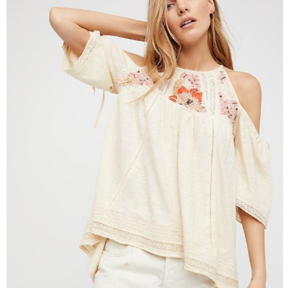 NWT Free People Fast Times Cold Shoulder Blouse size Small - Picture 8 of 8